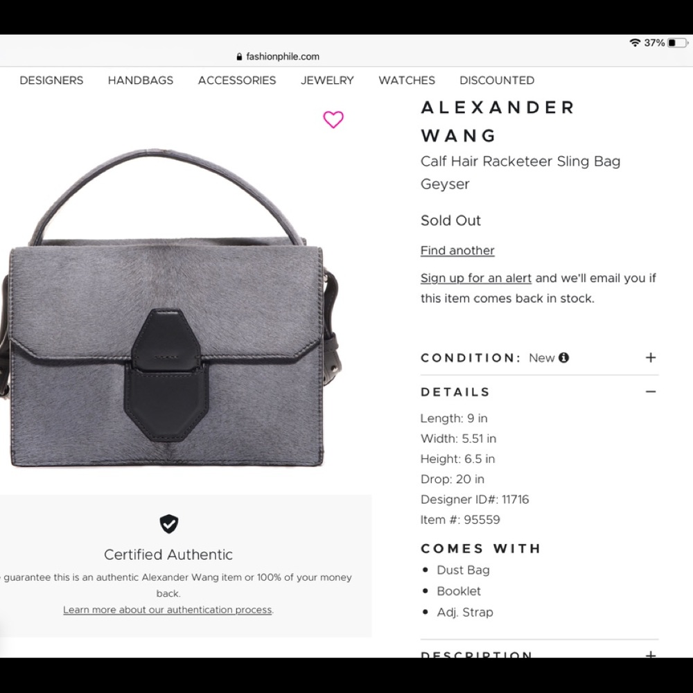 Alexander Wang rare Racketeer gray calf hair bag - Picture 3 of 15